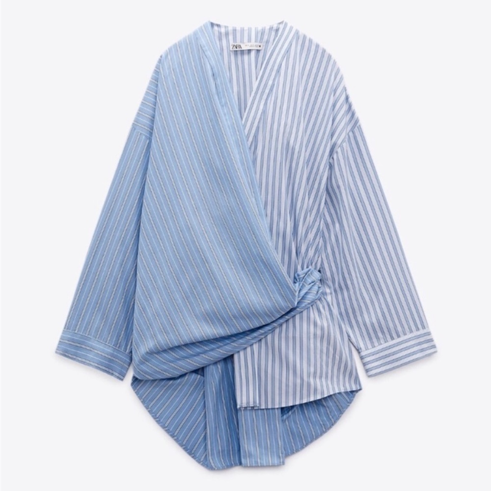 NWT Zara Poplin Wrap Shirt - Picture 8 of 14